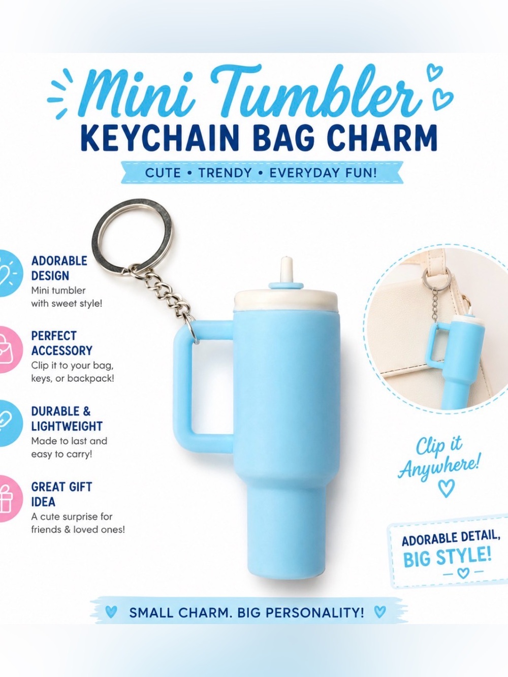 MINI TUMBLER KEYCHAIN BAG CHARM